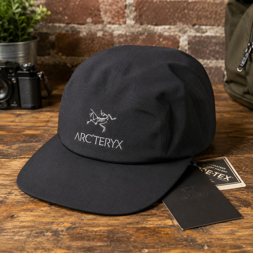 Arc'teryx Gore Tex 5 Panel Performance Cap Lightweight Outdoor Hat Black